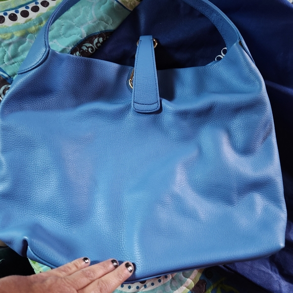 Dooney & Bourke Blue Hobo Bag with Silver Accents - Picture 13 of 16